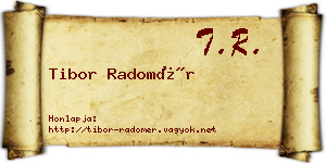 Tibor Radomér névjegykártya